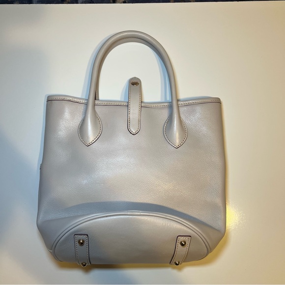 Dooney & Bourke Florentine Leather Satchel Bucket Handbag Purse Tote Ecru White - Picture 4 of 11